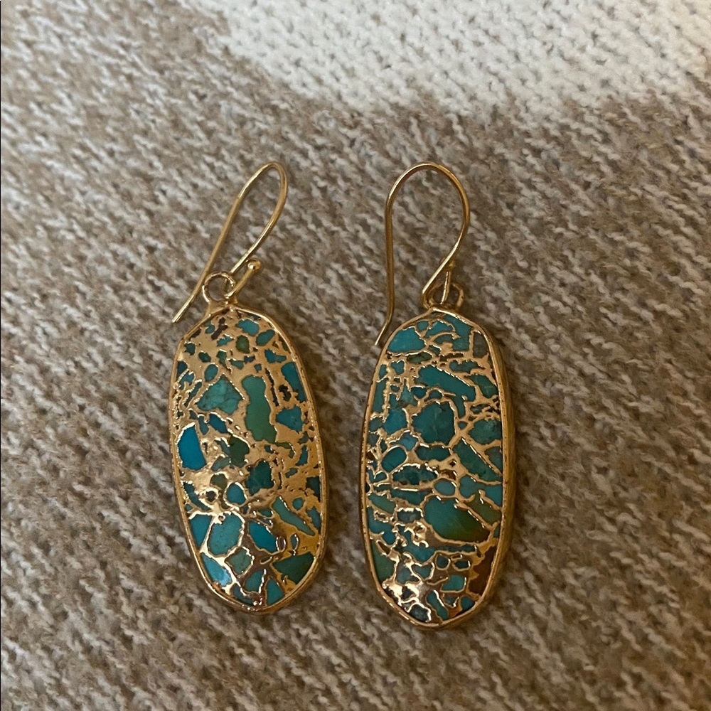 Elegant Gold and Turquoise Earrings